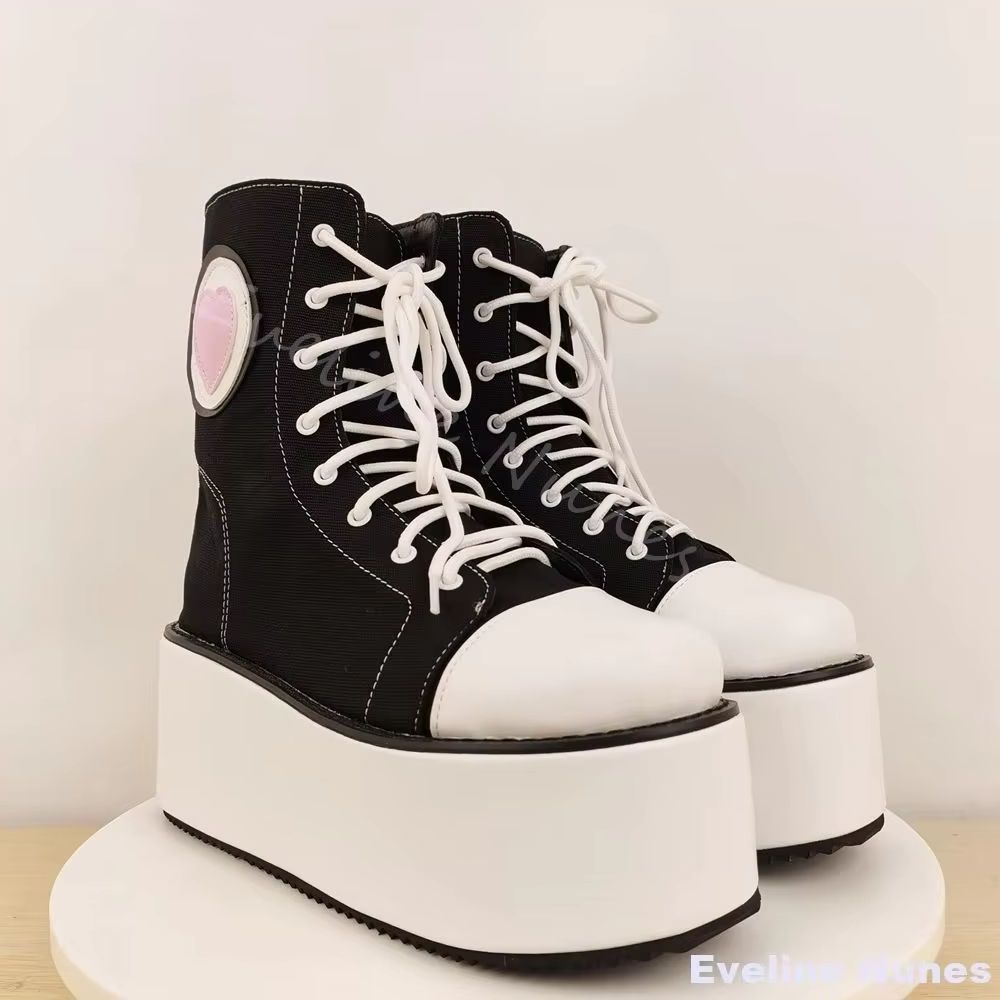 Canvas Sneaker High - Grube podeszwy, wysokie trampki damskie z
