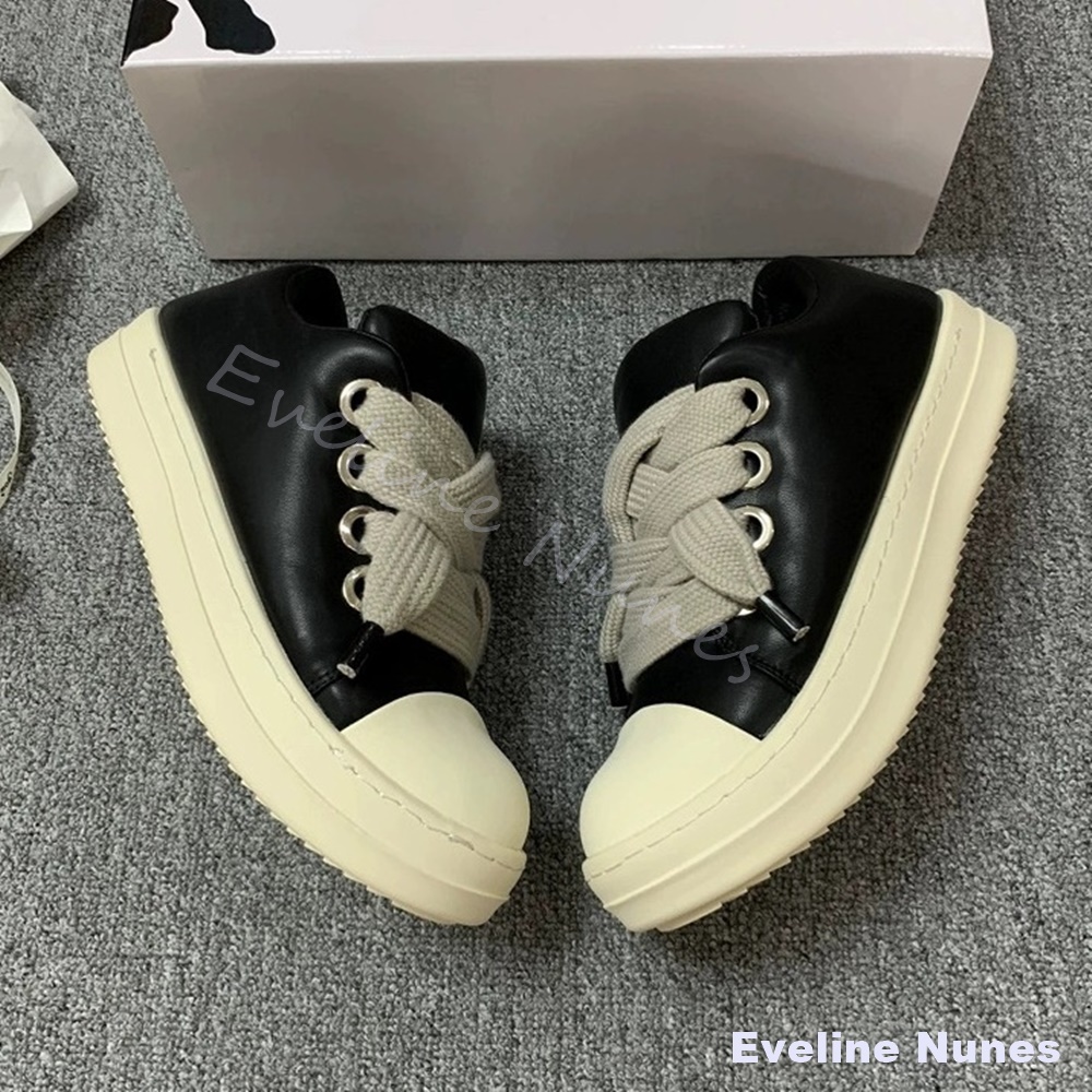 Canvas Sneaker High - Unisexowe czarne skórzane sneakersy na platformie