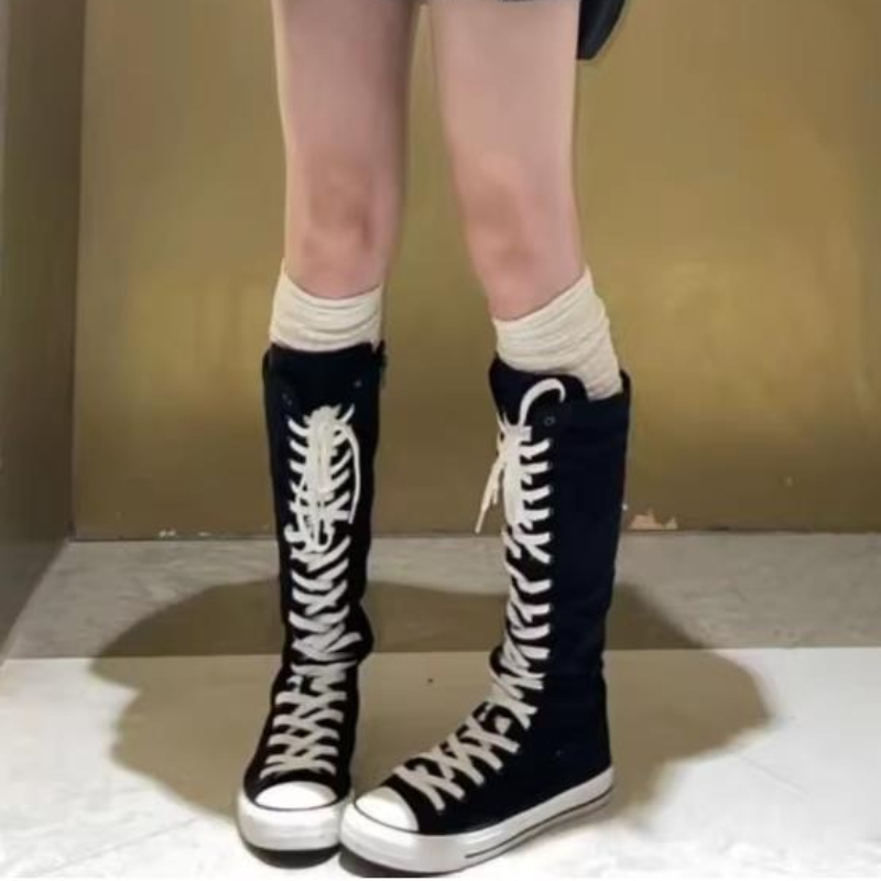 Canvas Sneaker High - Damskie buty sportowe 2026, trampki, płócienne,