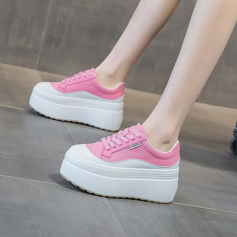 8cm nowe płótno prawdziwej skó – Canvas Sneaker High recenzja i cena