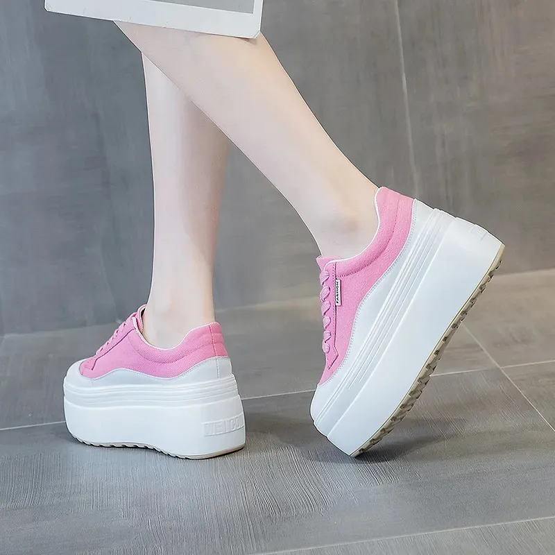 8cm nowe płótno prawdziwej skó – Canvas Sneaker High recenzja i cena