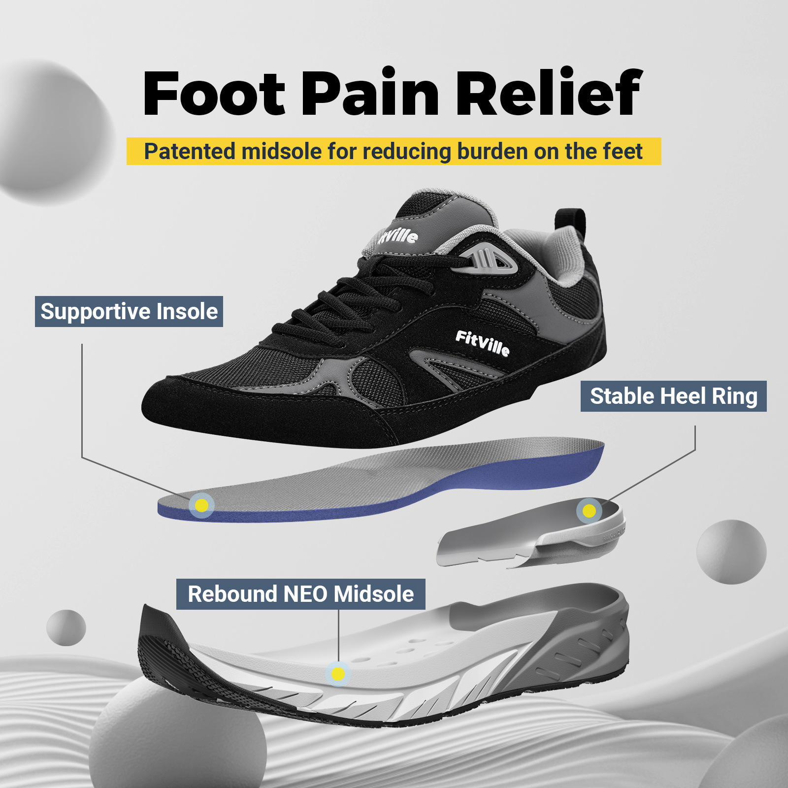 Fitville Buty do chodzenia Sze – Men'S Shoes For Plantar Fasciitis recenzja i cena