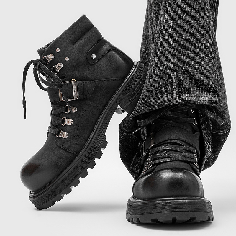 Męskie skórzane buty motocyklo – Men Shoes Brands recenzja i cena