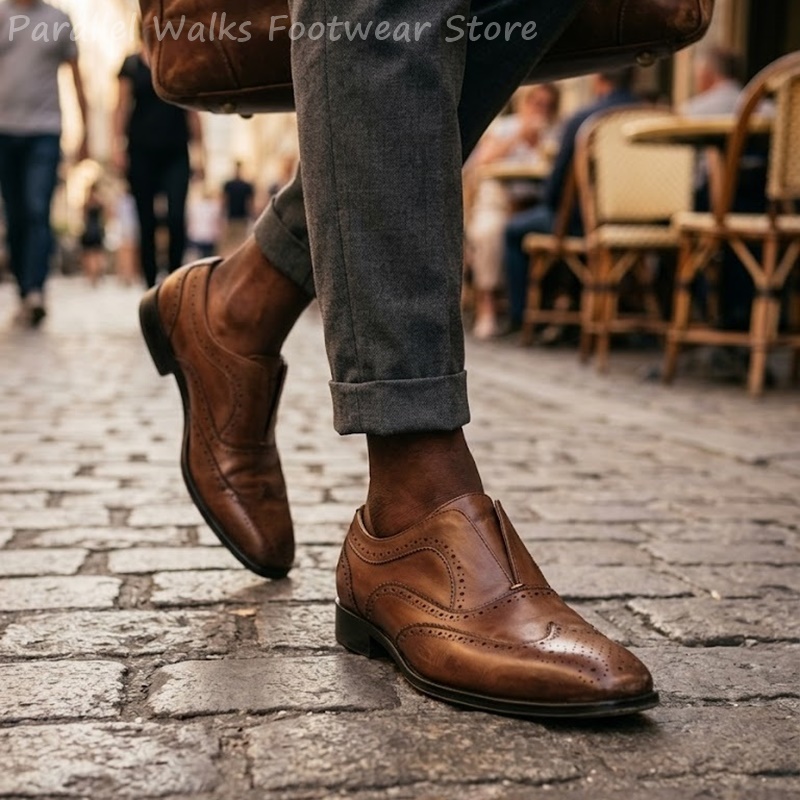 Męskie brązowe skórzane buty b – Men Shoes Oxford recenzja i cena