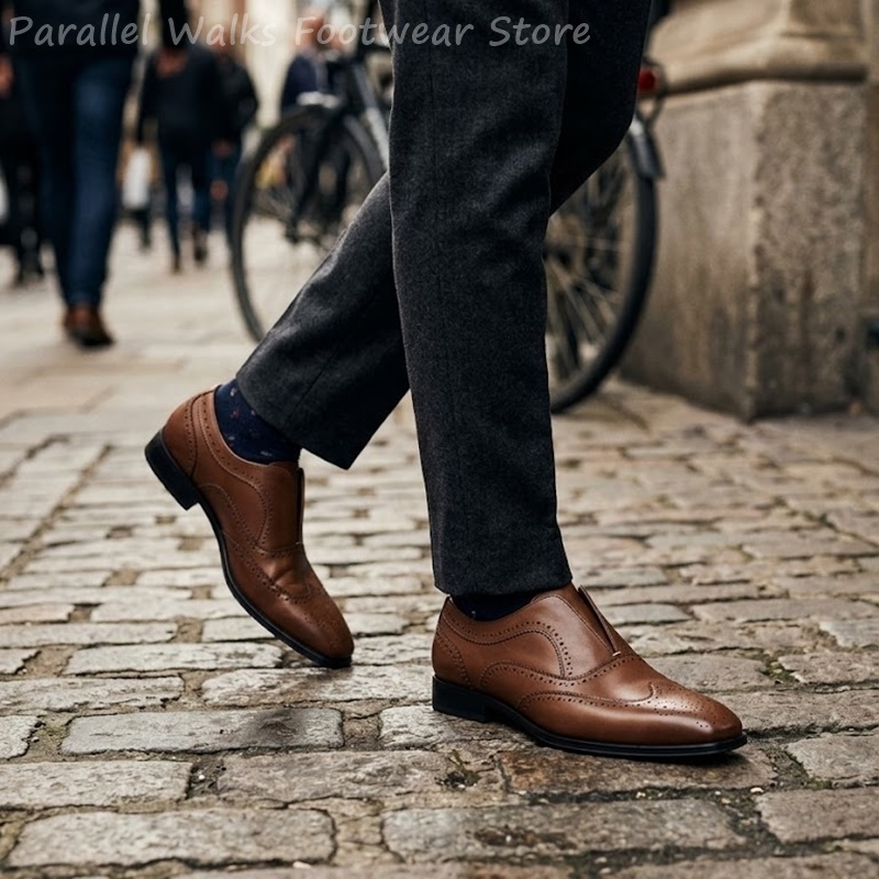 Męskie brązowe skórzane buty b – Men Shoes Oxford recenzja i cena