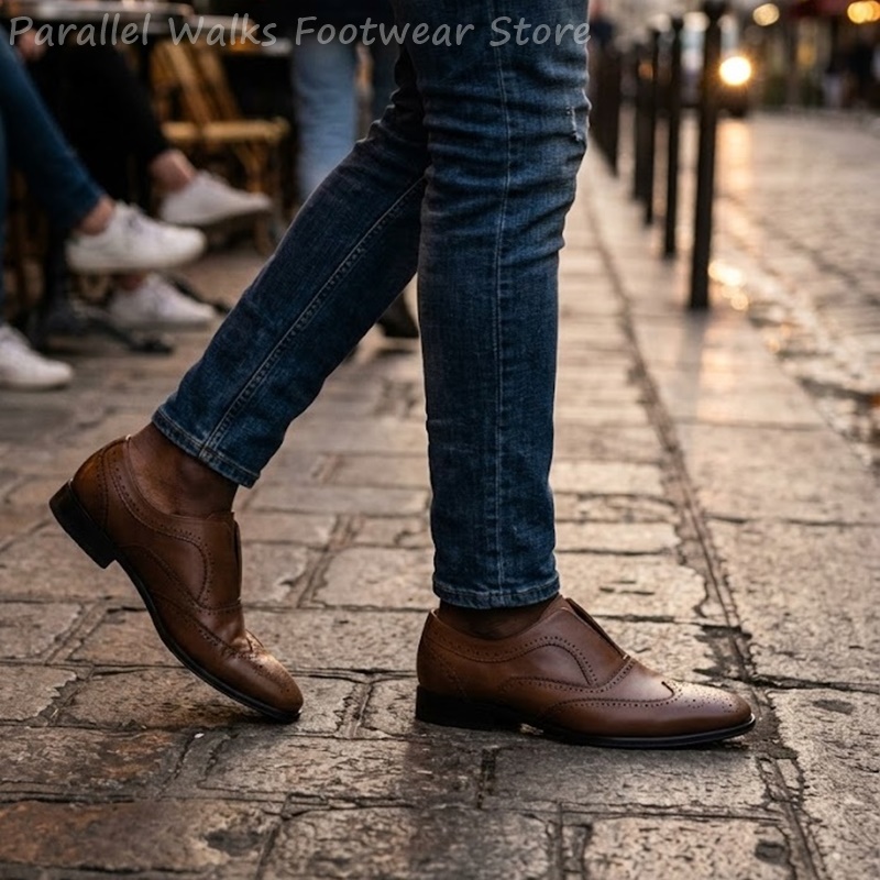 Męskie brązowe skórzane buty b – Men Shoes Oxford recenzja i cena