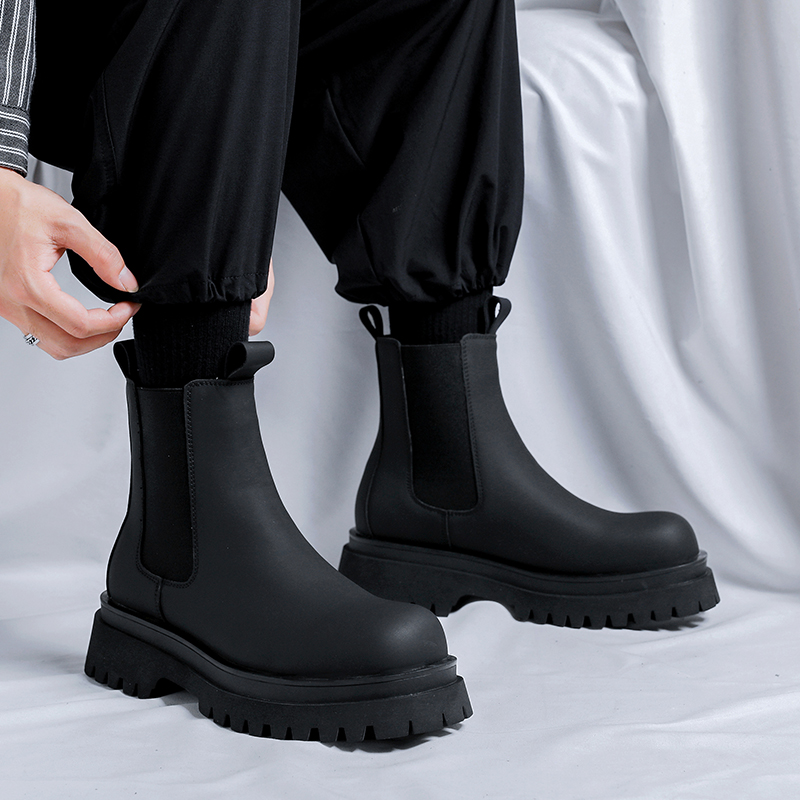 Czarne wysokie botki na platfo – Men Shoes Brands recenzja i cena