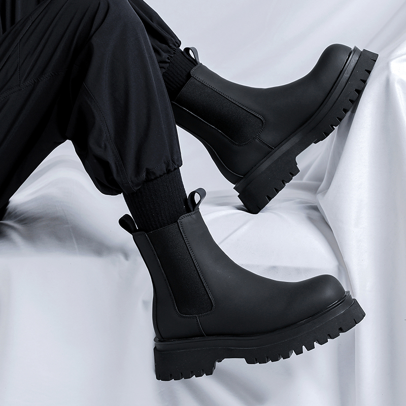Czarne wysokie botki na platfo – Men Shoes Brands recenzja i cena